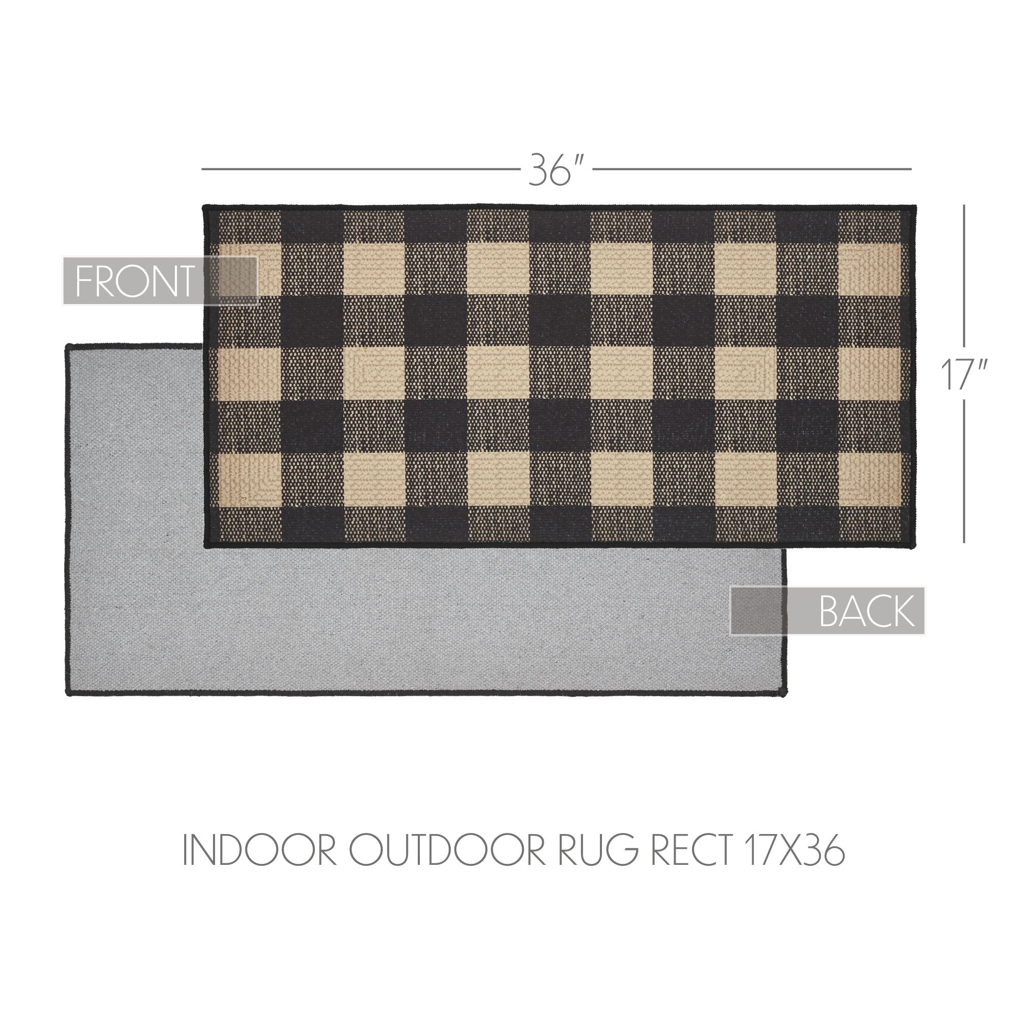 Black Check Indoor/Outdoor 36" Rectangle Rug - Image 5