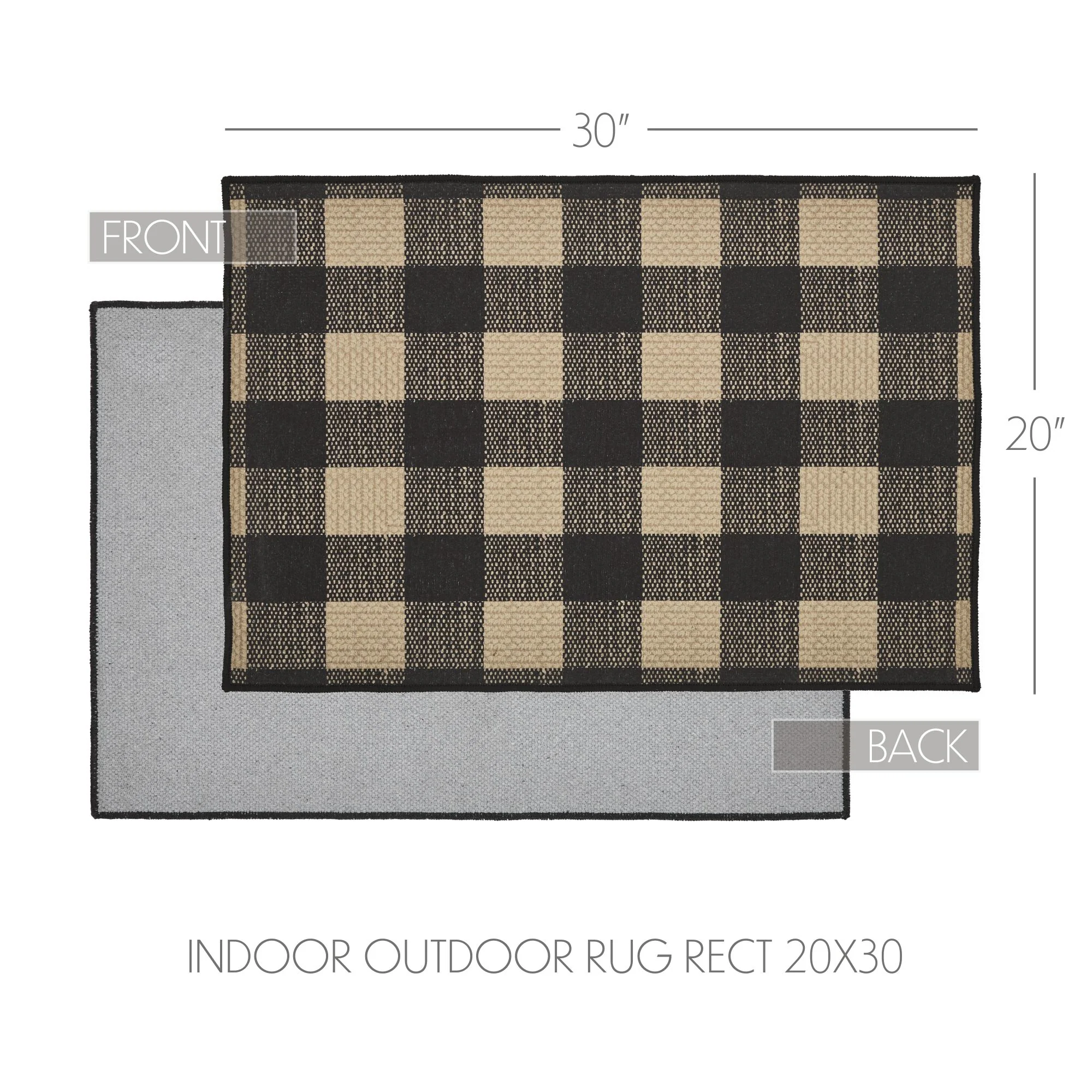 Black Check Indoor/Outdoor Rectangular Rug 20" x 30" - Image 2
