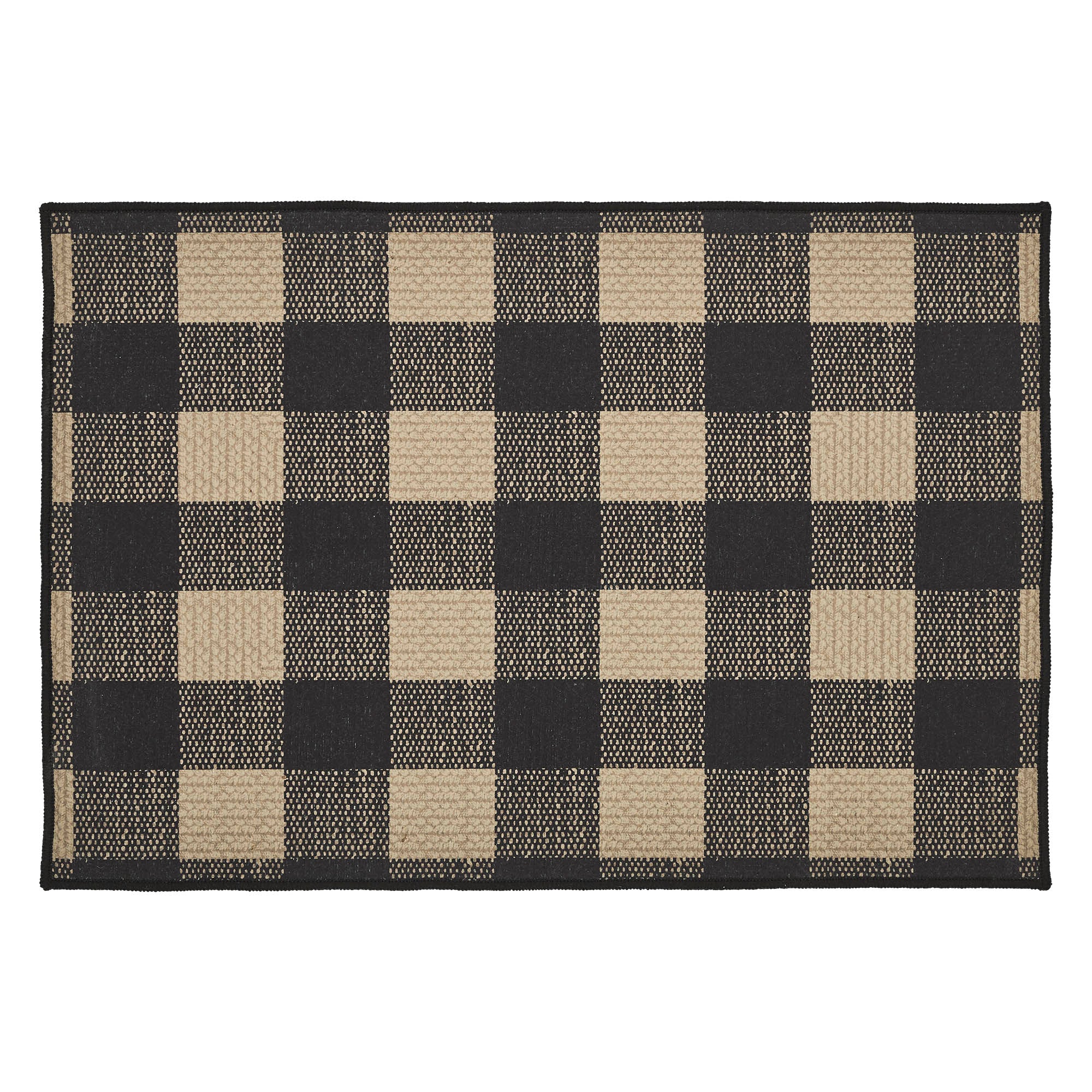 Black Check Indoor/Outdoor Rectangular Rug 20" x 30" - Image 3
