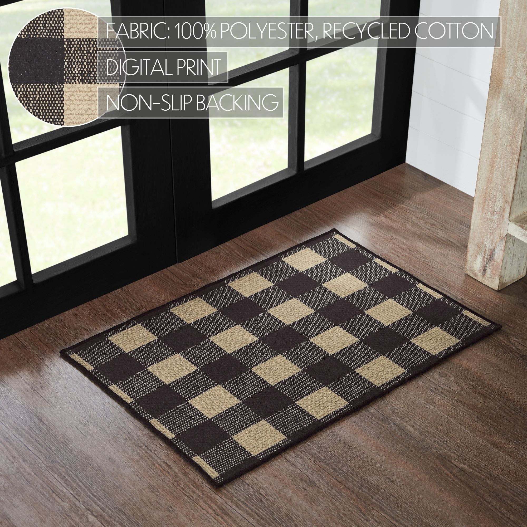 Black Check Indoor/Outdoor Rectangular Rug 20" x 30" - Image 5