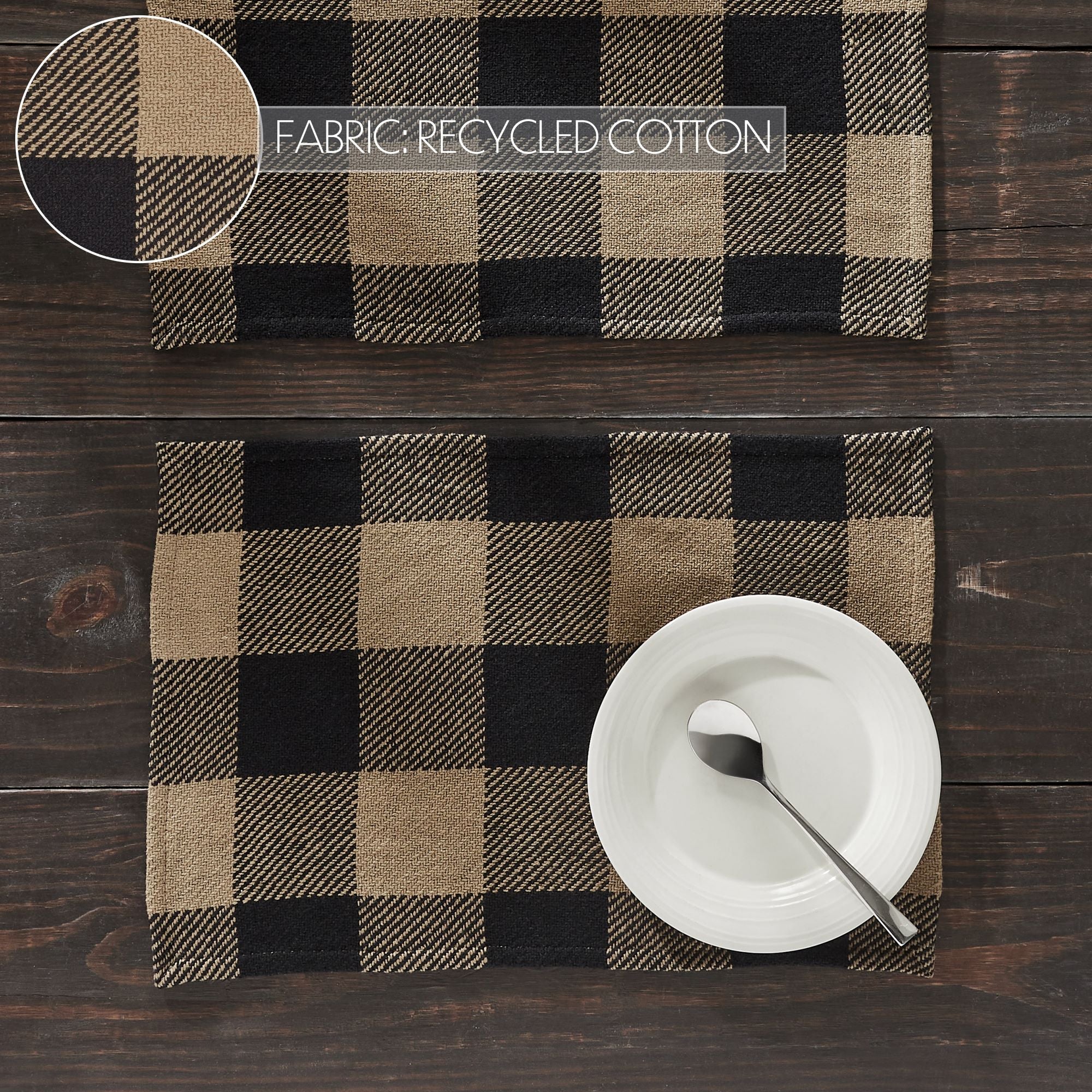 Black Check Placemat Set of 2 - Image 2