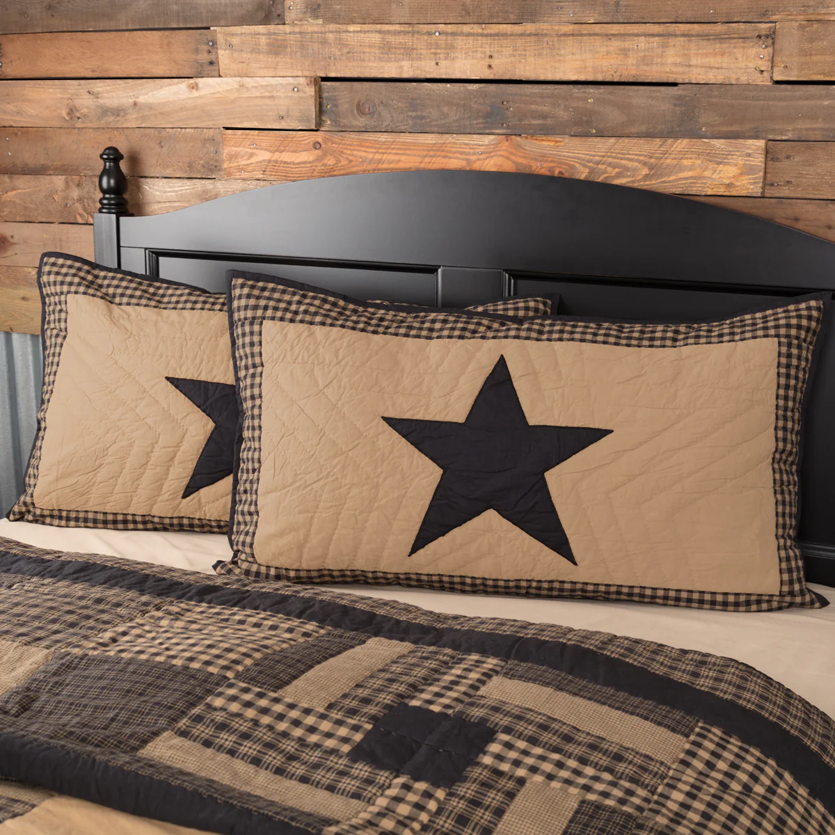 Black Check Star King Sham 21" x 37" - Single Sham
