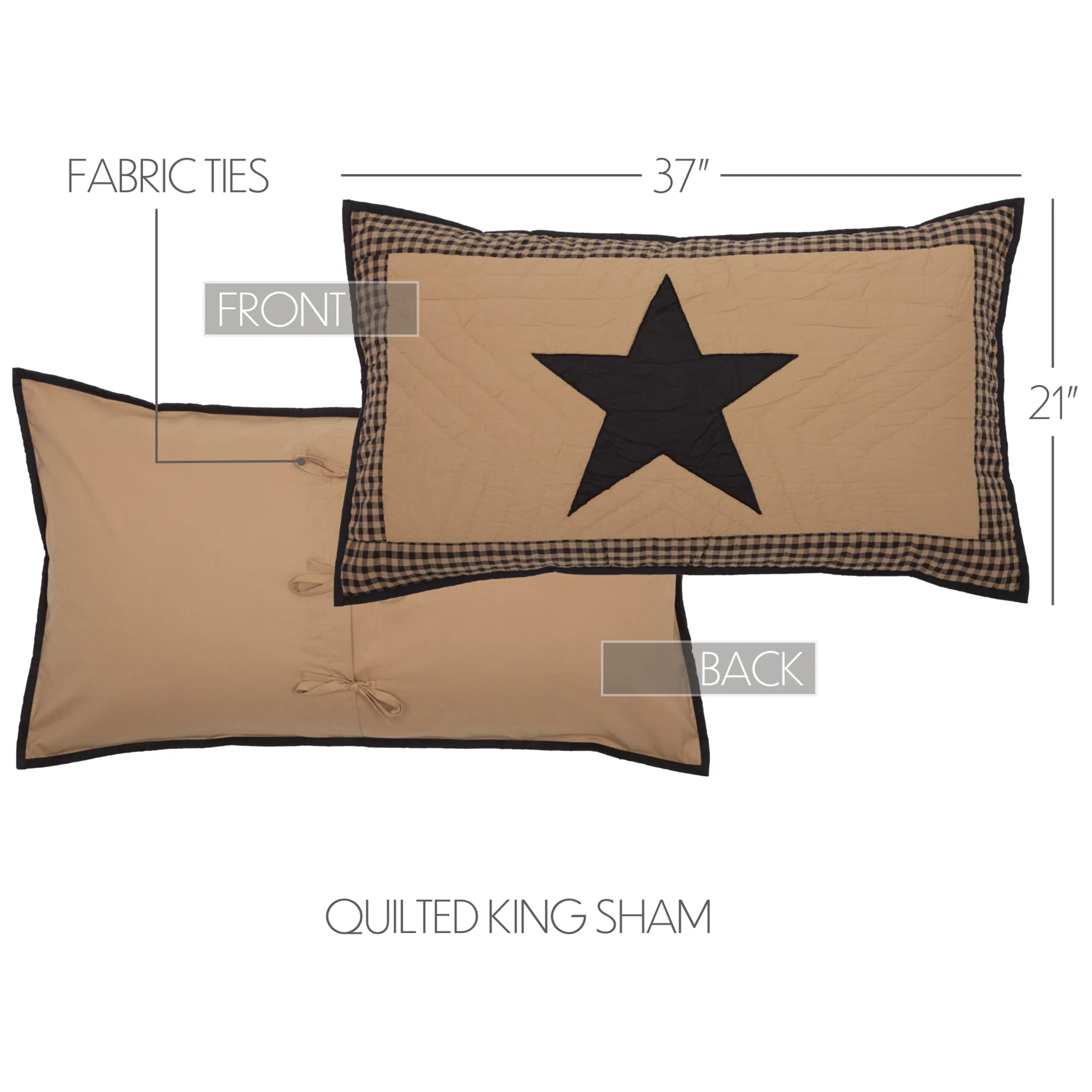 Black Check Star King Sham 21" x 37" - Single Sham - Image 4