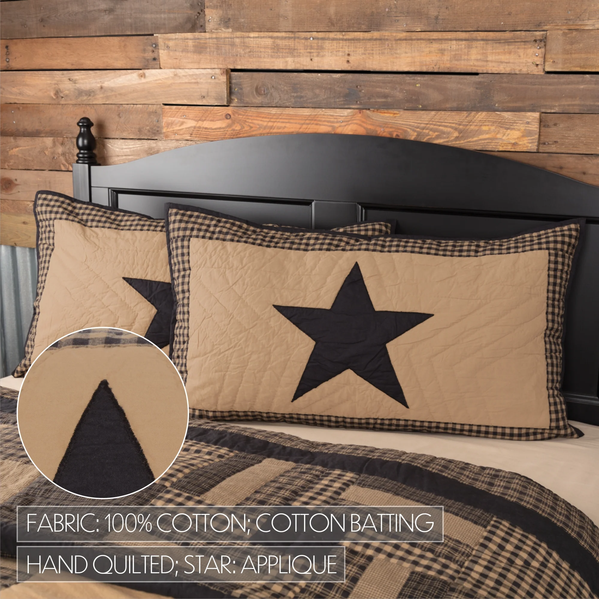 Black Check Star King Sham 21" x 37" - Single Sham - Image 5