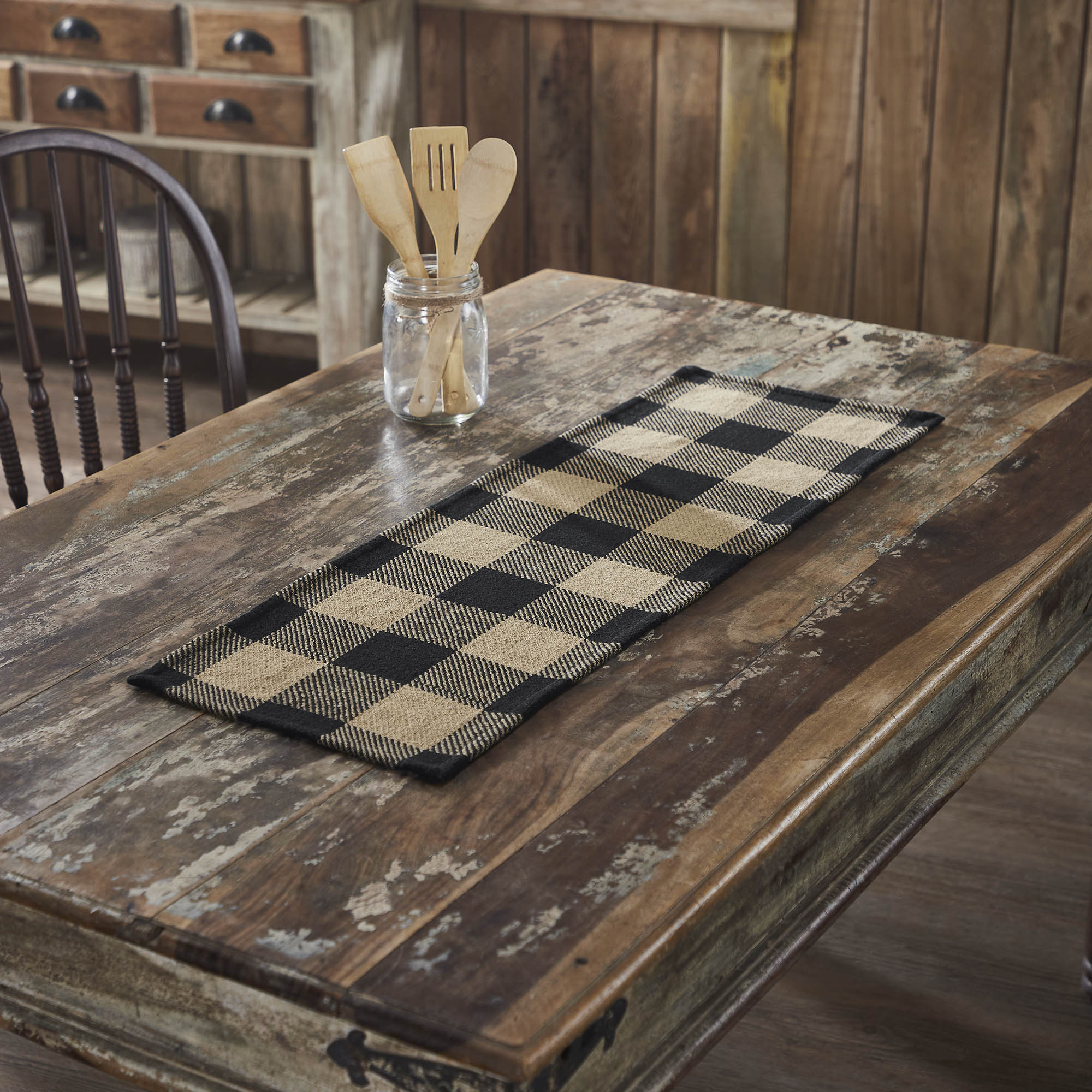 Black Check Table Runner 12" x 36"