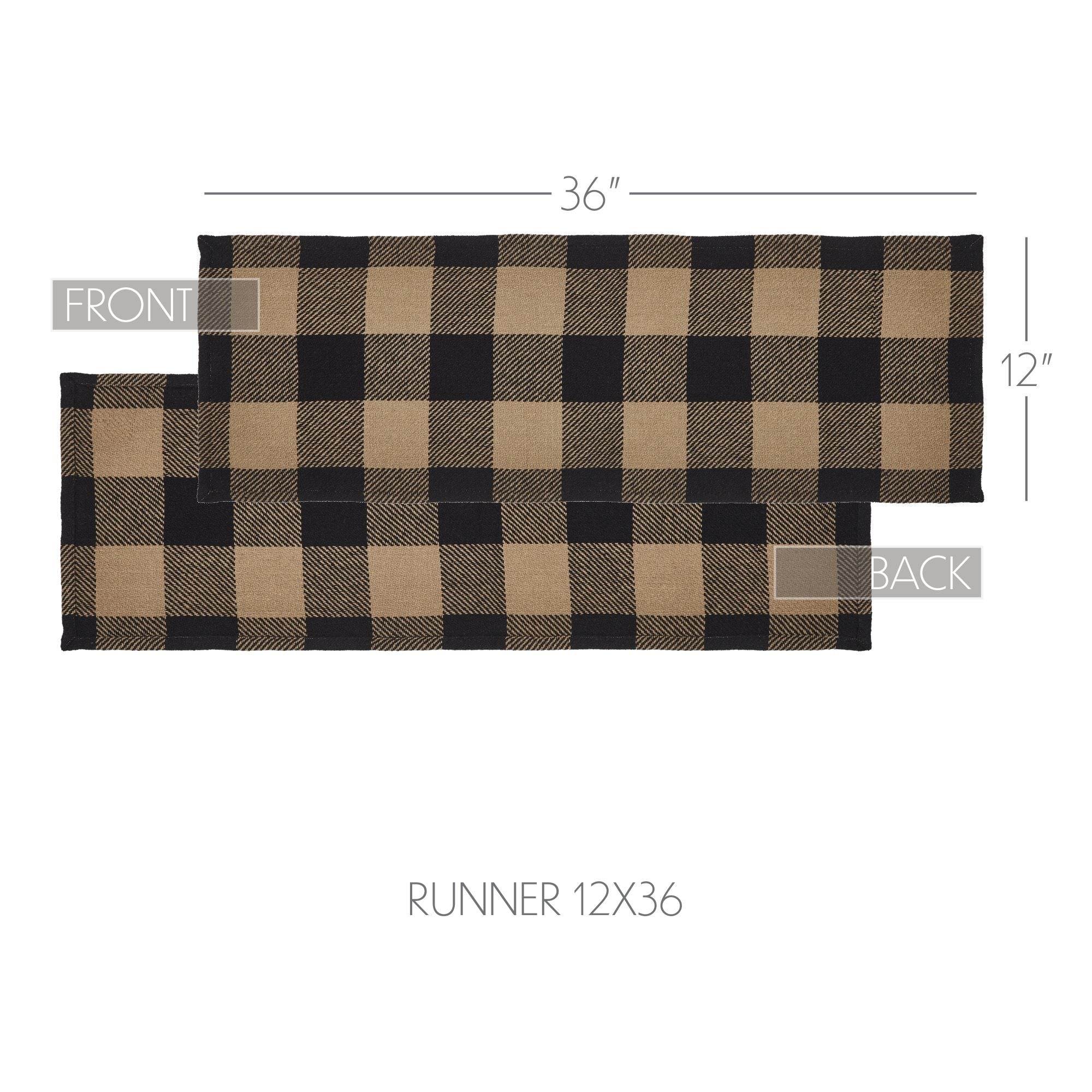 Black Check Table Runner 12" x 36" - Image 2