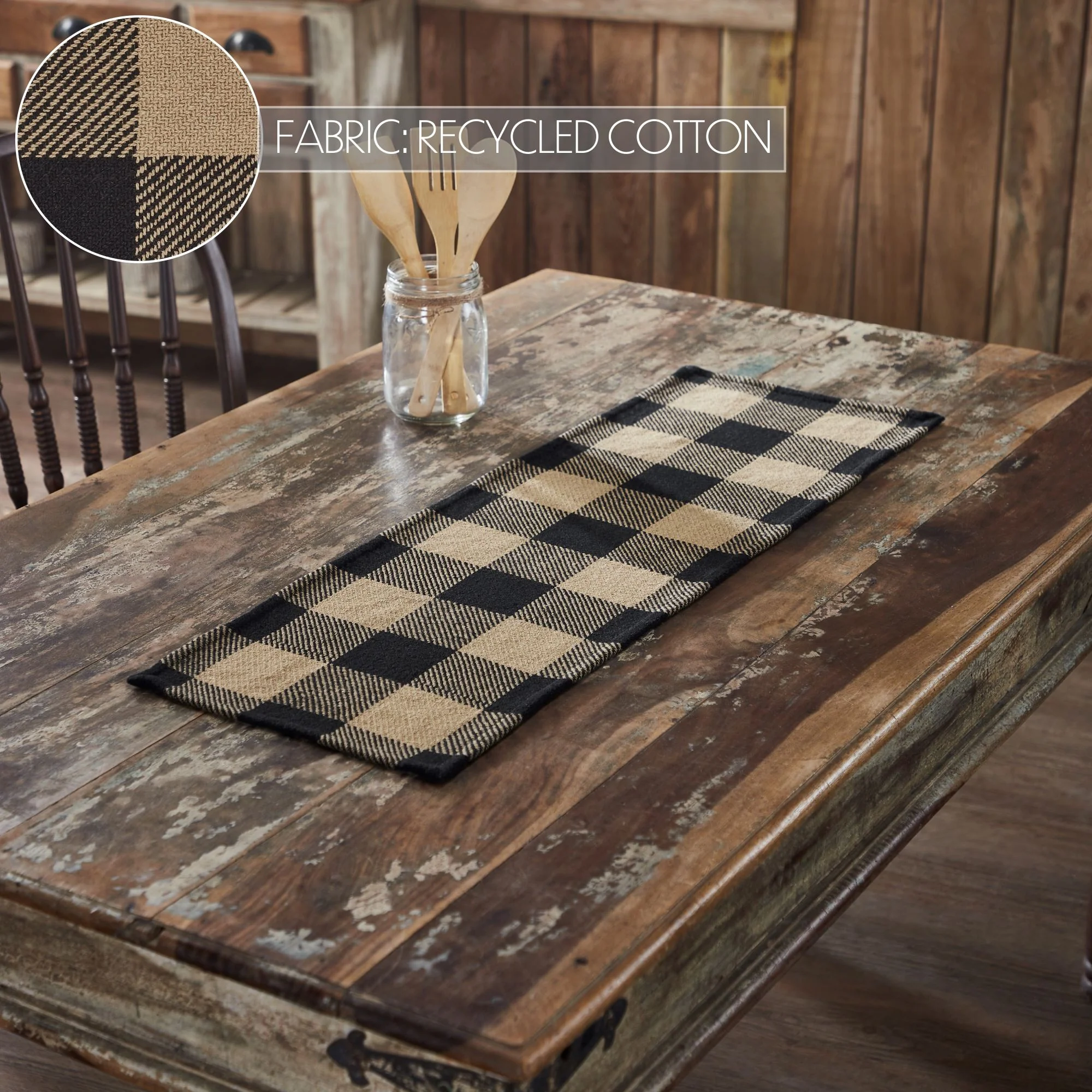 Black Check Table Runner 12" x 36" - Image 5