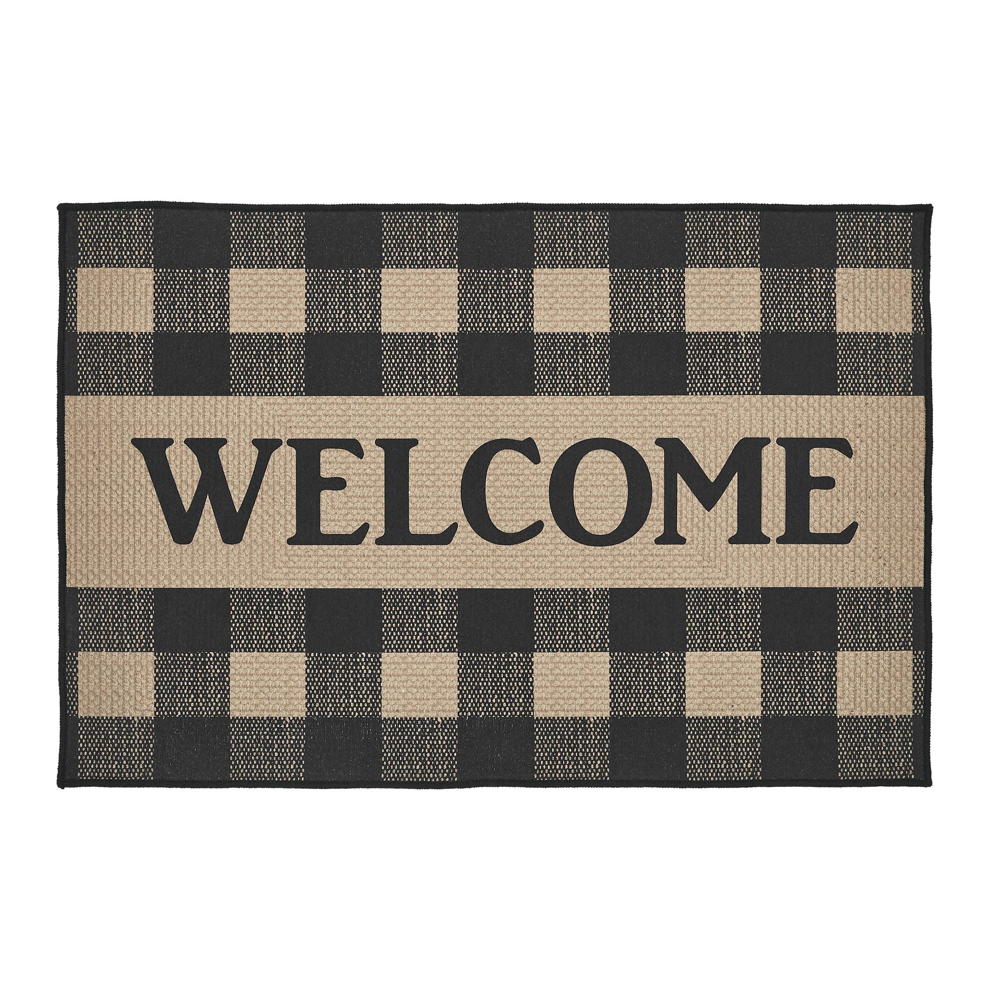 Black Check Welcome Indoor/Outdoor 24" x 36" Rug - Image 3
