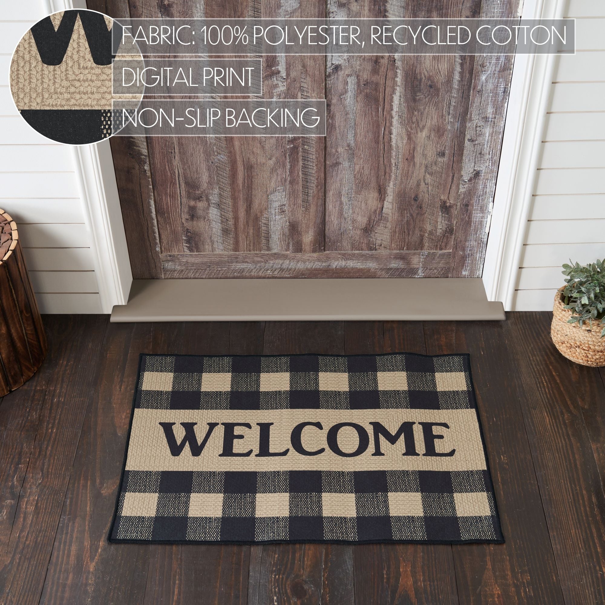 Black Check Welcome Indoor/Outdoor 24" x 36" Rug - Image 5