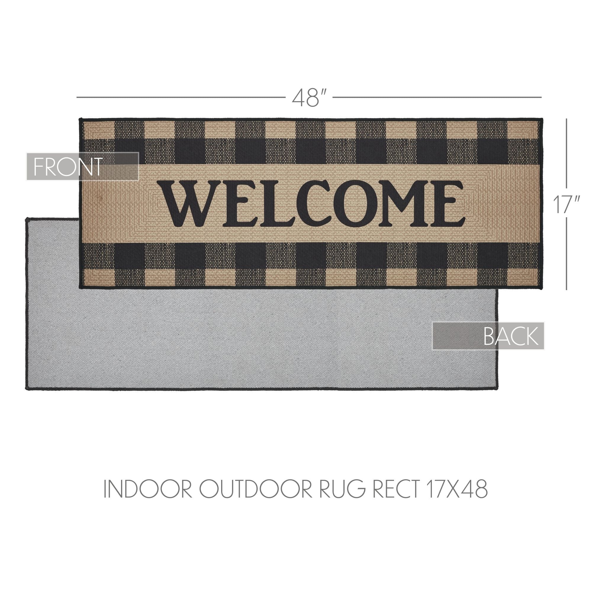 Black Check Welcome Indoor/Outdoor 48" Rug - Image 3