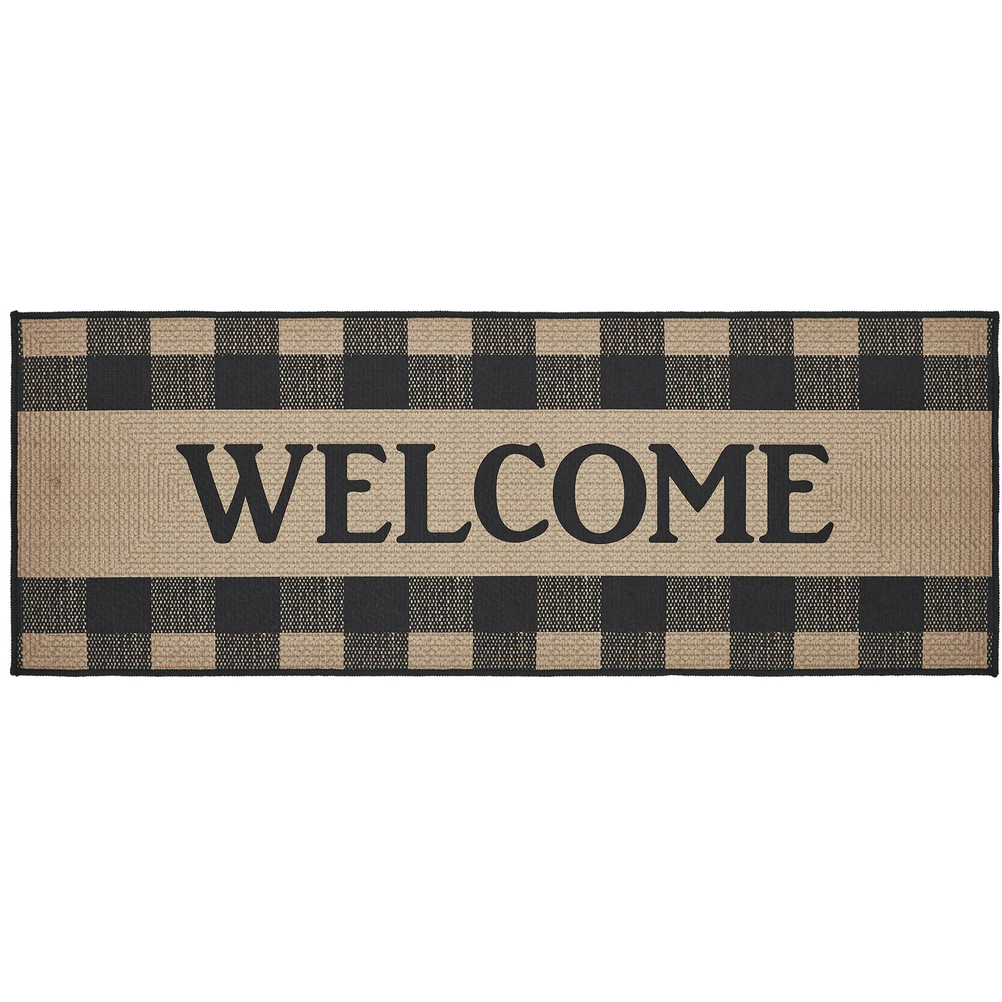 Black Check Welcome Indoor/Outdoor 48" Rug - Image 4