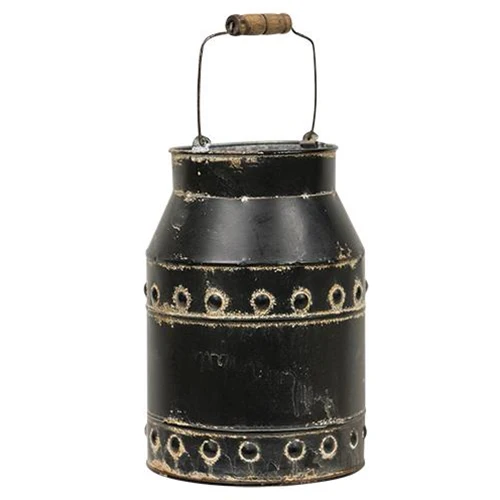 💙 Black Distressed Milk Can With Handle