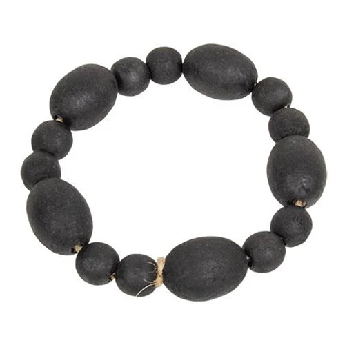 ๐ Black Distressed Wood Oval Bead Candle Ring - Image 2
