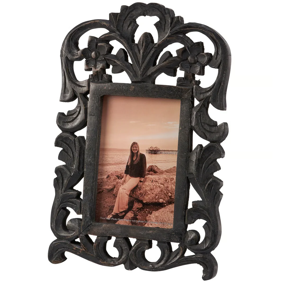 Black Filigree Photo Frame Holds 4" x 6" photo