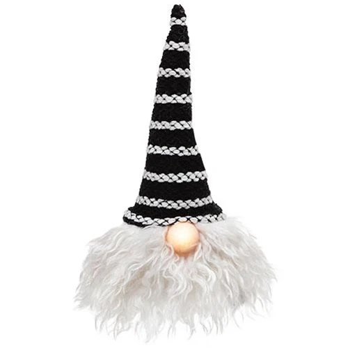 ๐ Black Hat Santa Gnome with LED Light Up Nose - Image 2
