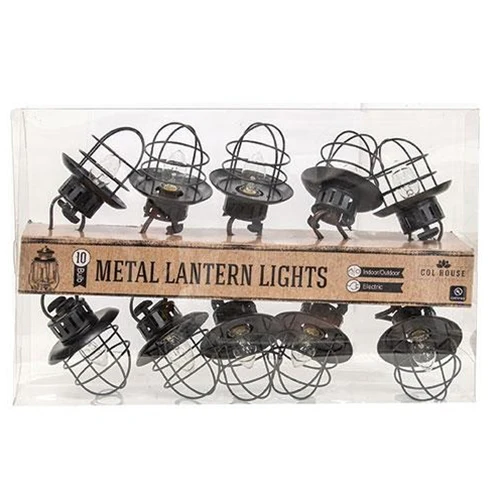Black Lantern Patio Light Strand 10 ct lights