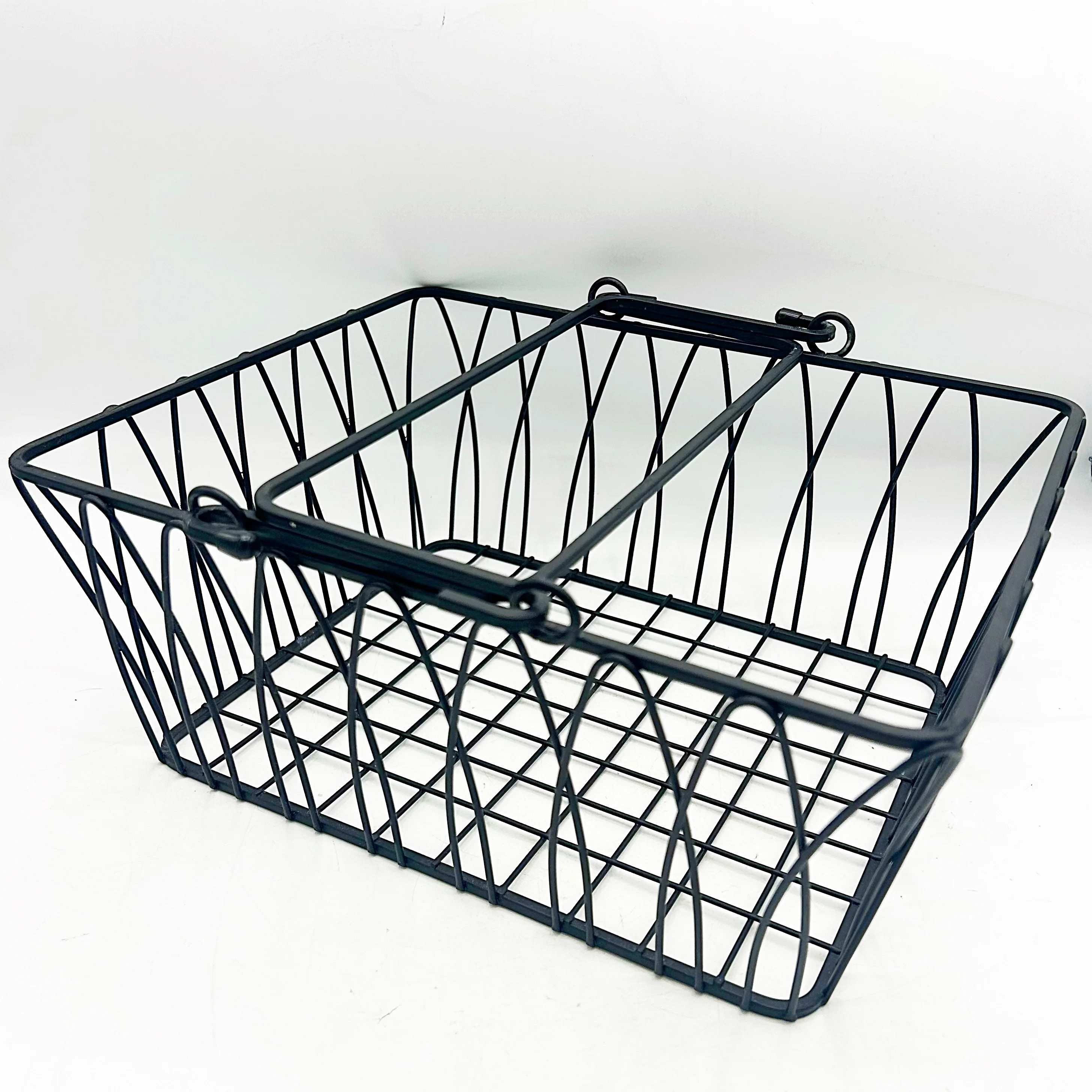 π Black Metal Open Rectangle Rustic Basket - Image 2