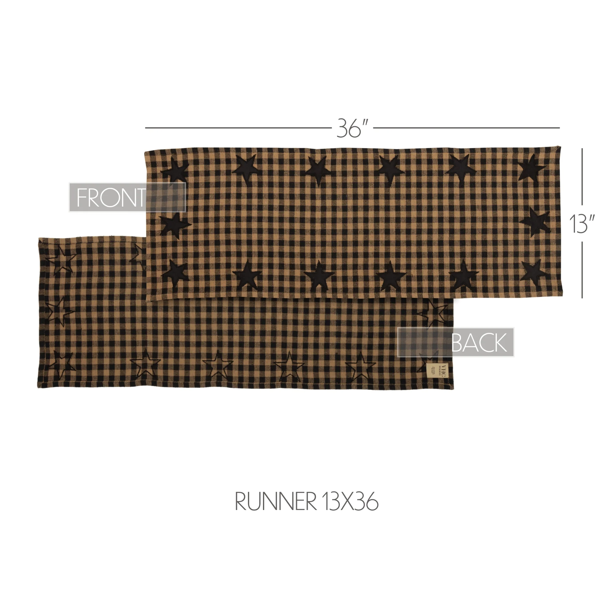 Black Star Black And Tan Woven Table Runner 13" x 36" - Image 5