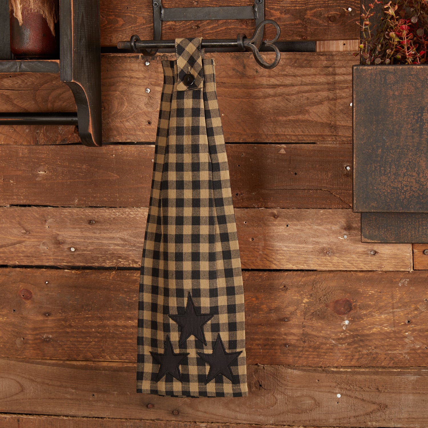 Black Star Button Loop Kitchen Towel - Image 2