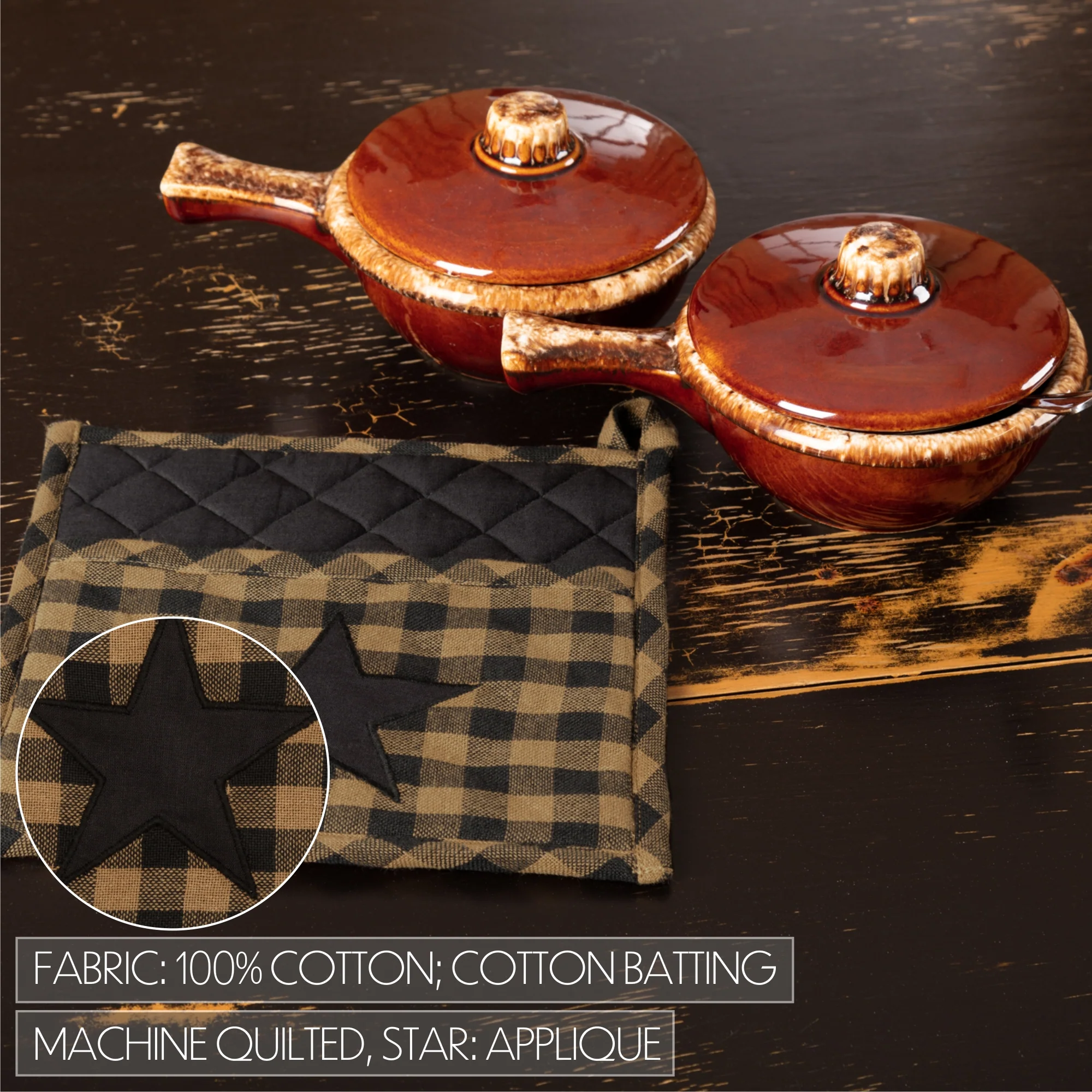 Black Star Colonial Pot Holder 8'' x 8'' - Image 5
