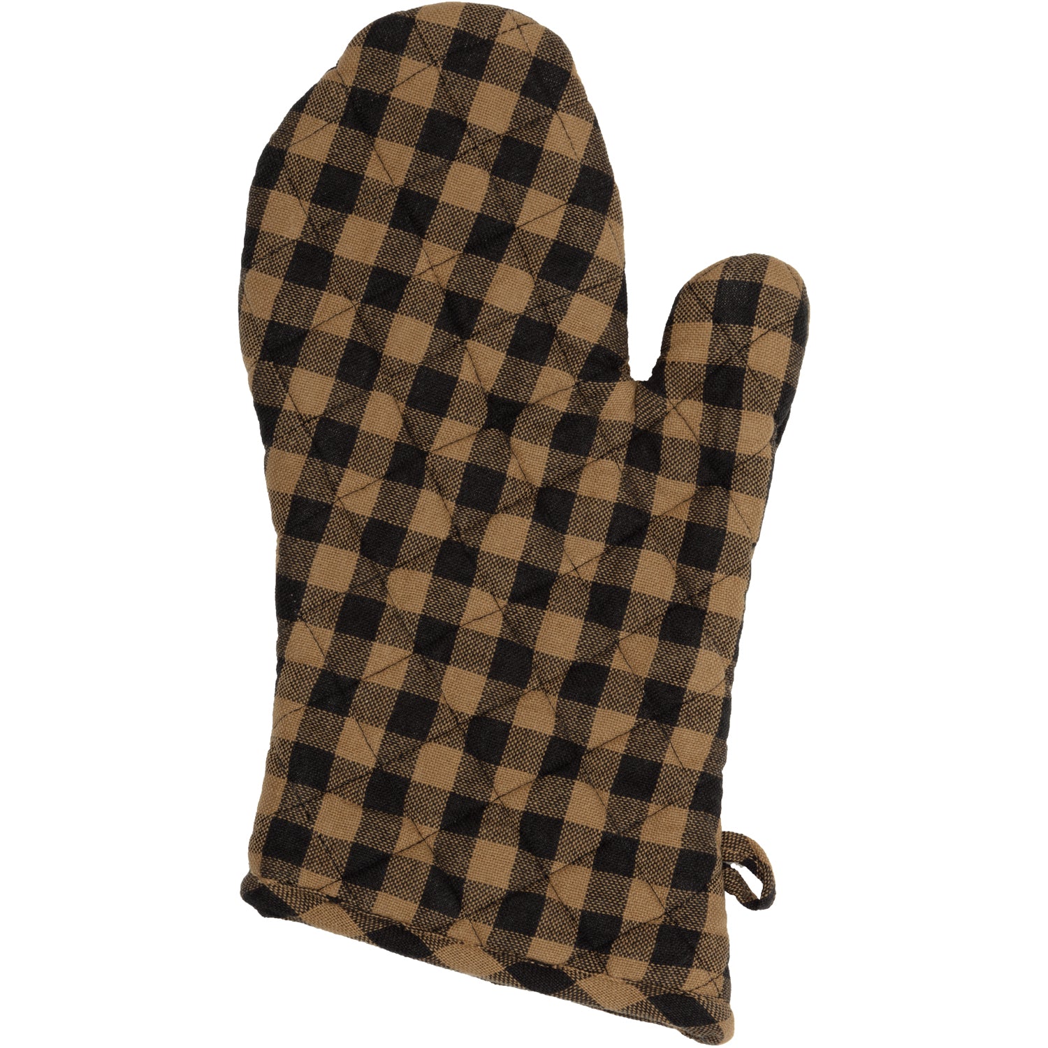 Black Star Tan and Black Plaid Oven Mitt - Image 2