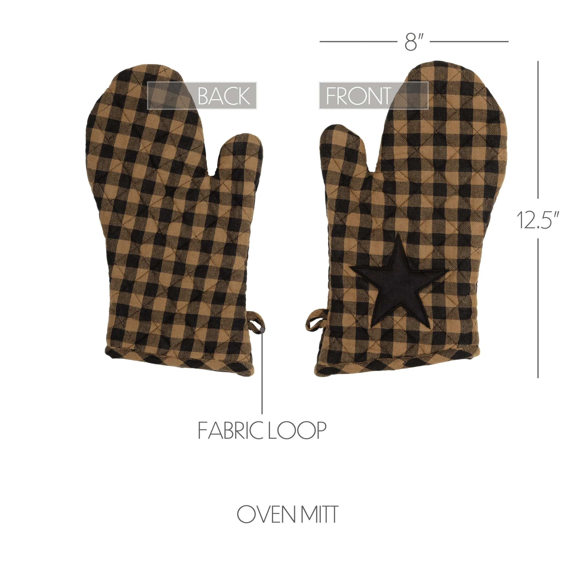 Black Star Tan and Black Plaid Oven Mitt - Image 4
