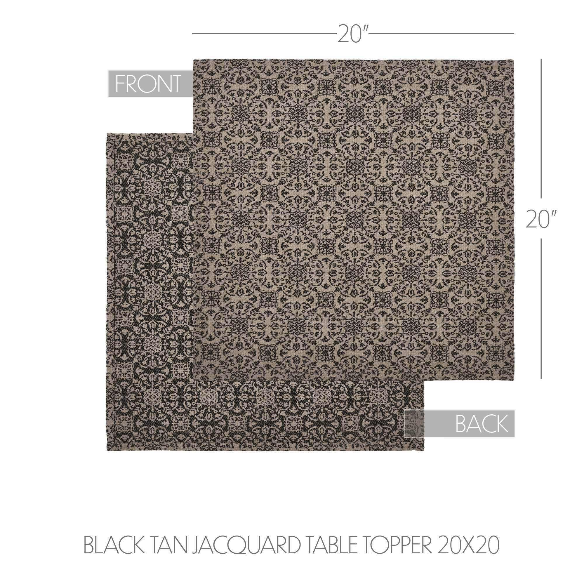 Black Tan Jacquard 20" Square Table Topper - Image 4