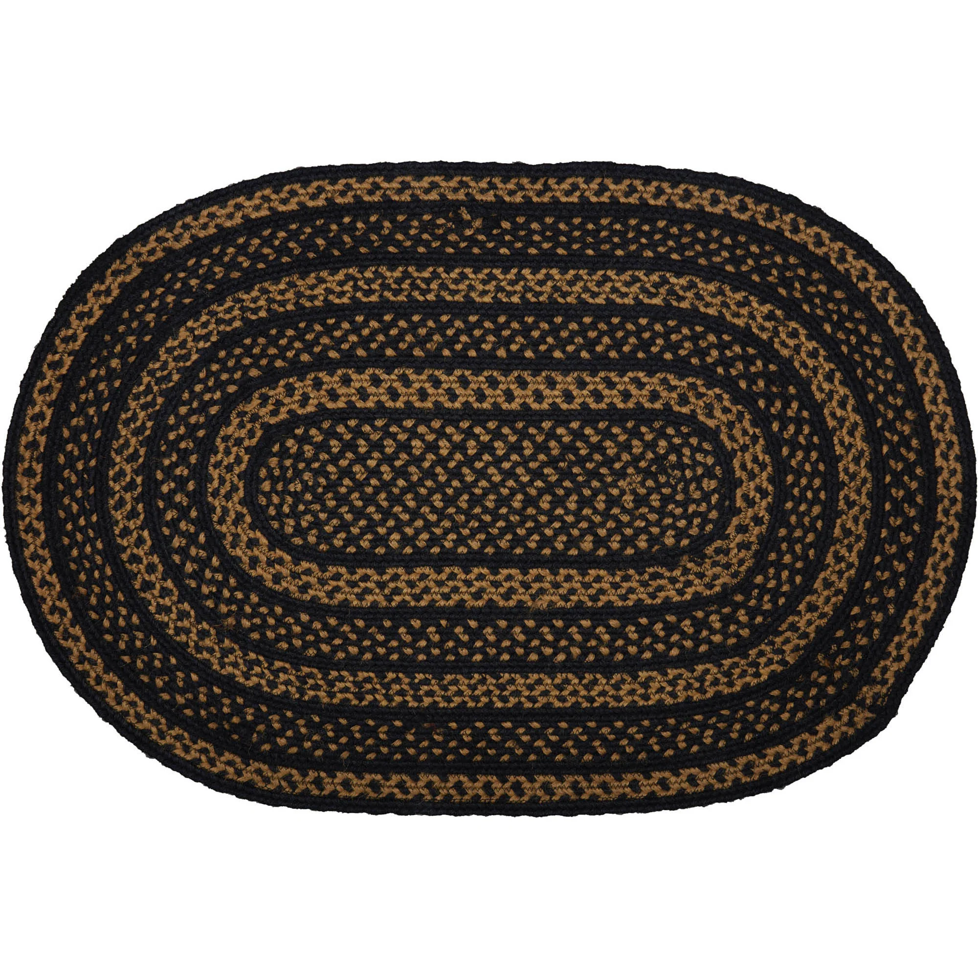 Black & Tan Jute 36" Oval Rug Oval - Image 2