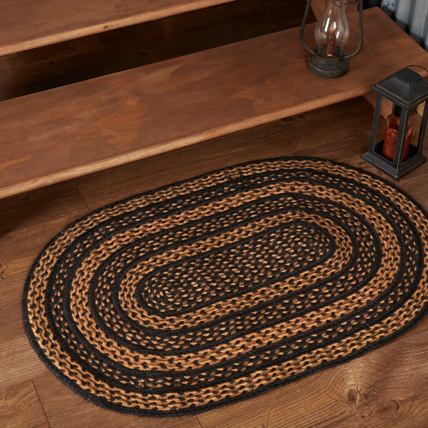 Black & Tan Jute 36" Oval Rug Oval - Image 7