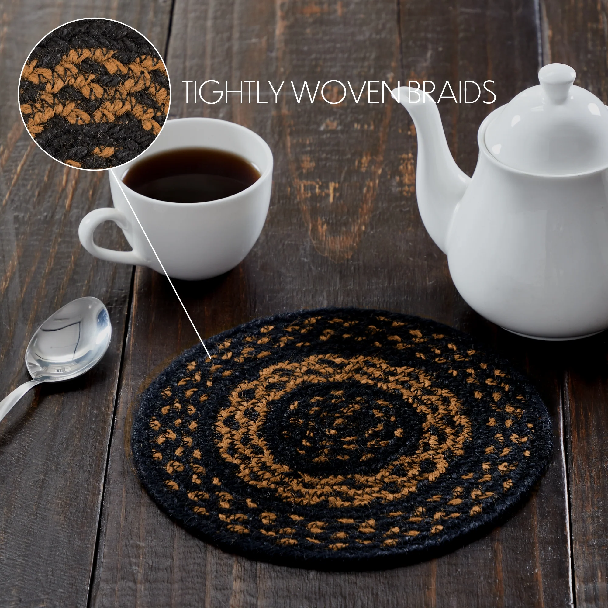 Black & Tan Jute 8" Trivet - Image 5