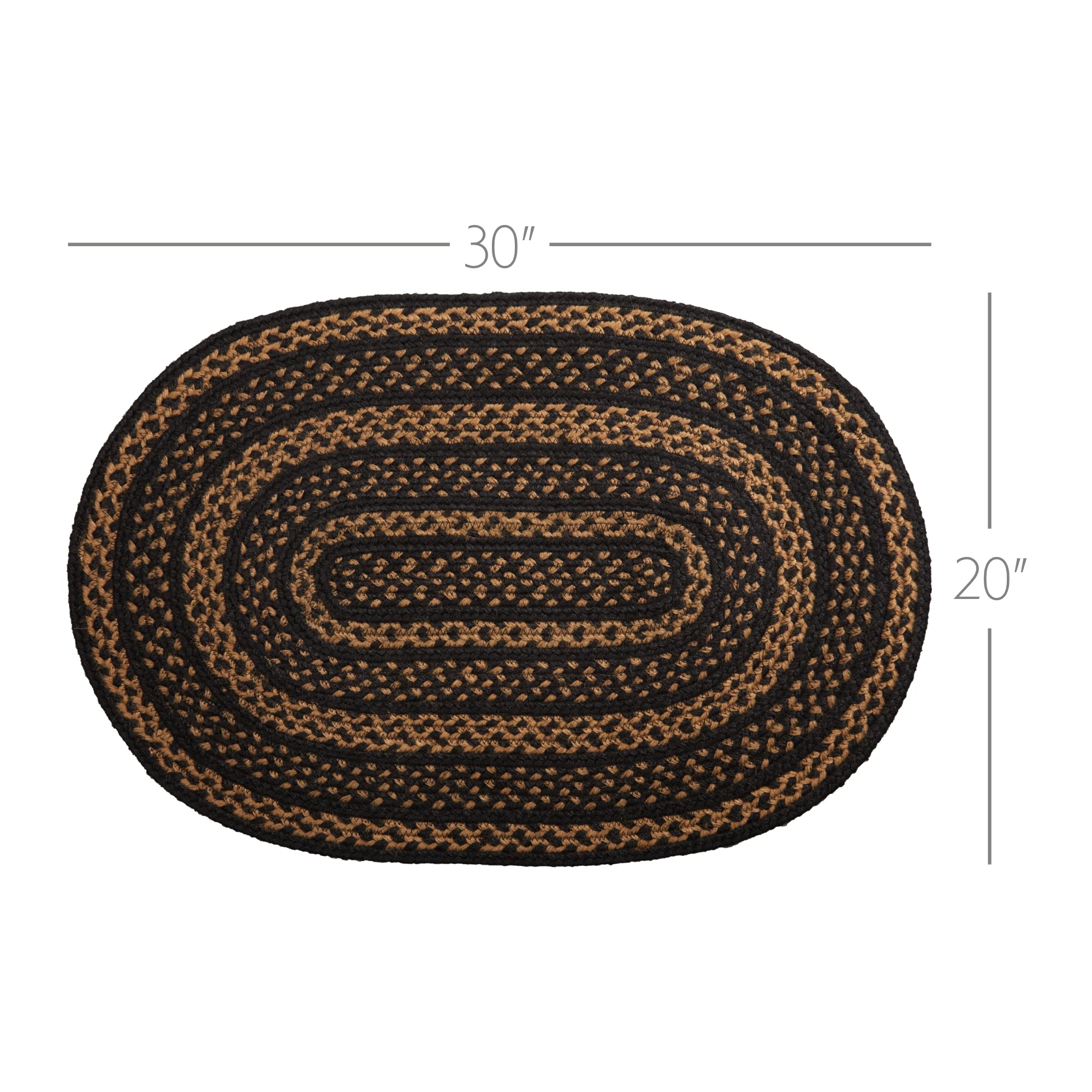 Black & Tan Jute Oval Rug 20" x 30" - Image 2