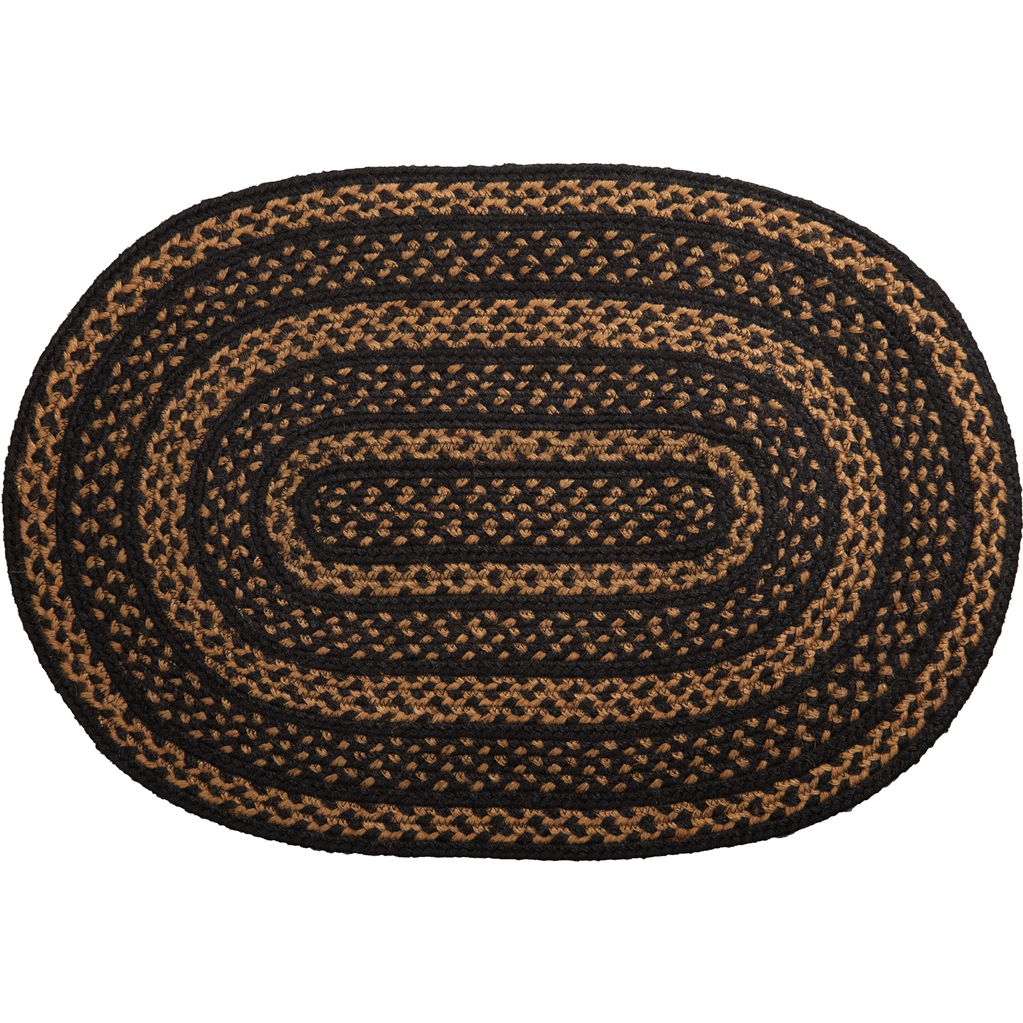 Black & Tan Jute Oval Rug 20" x 30" - Image 6