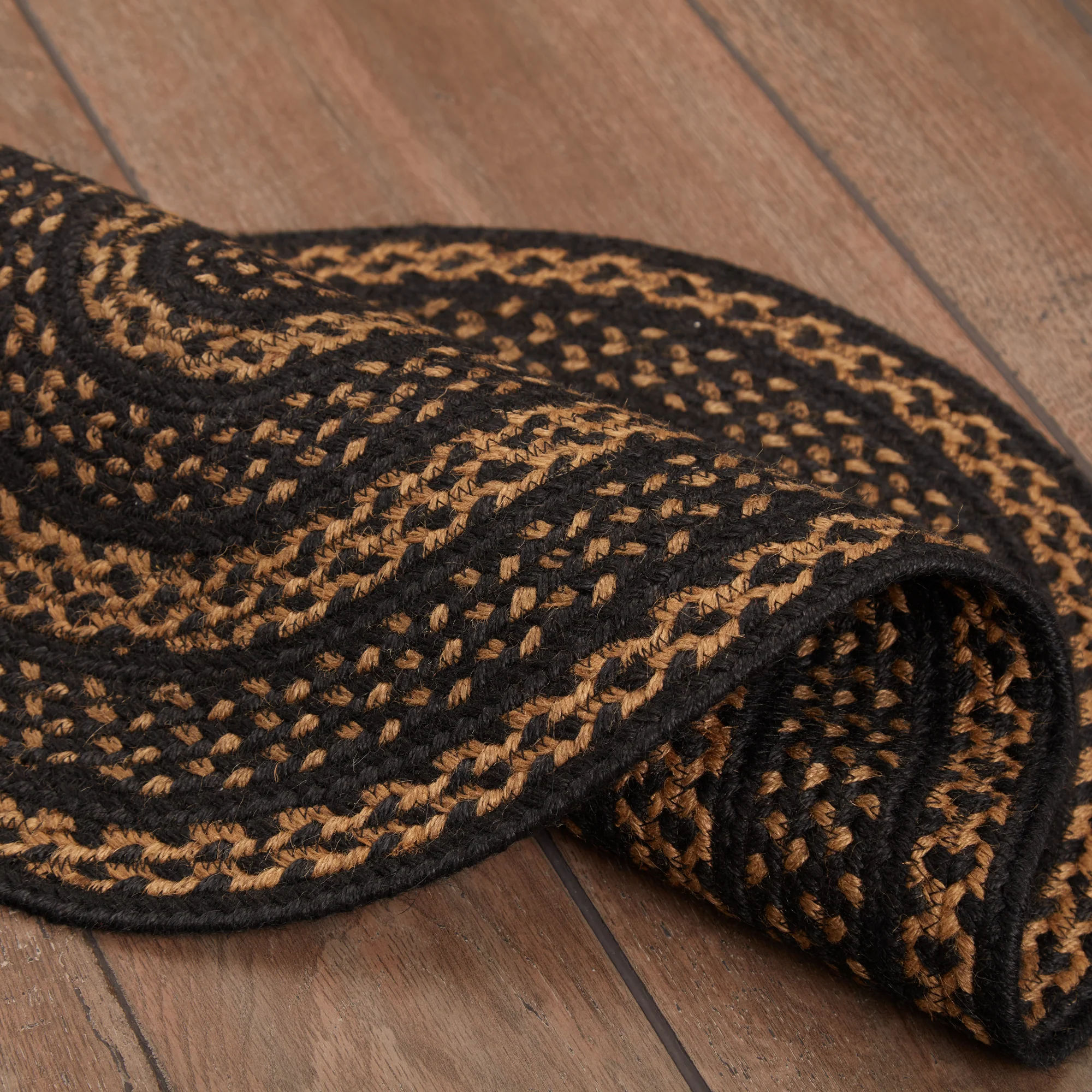Black & Tan Jute Oval Rug 20" x 30" - Image 7