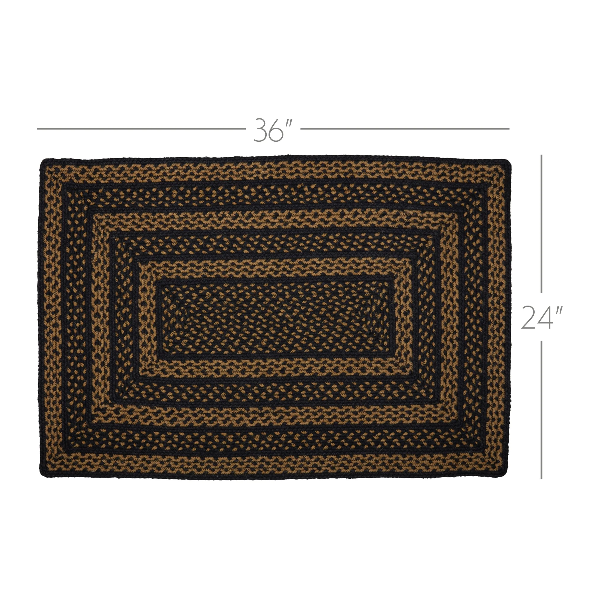 Black & Tan Jute Rectangle Rug with Pad 24" x 36" - Image 5