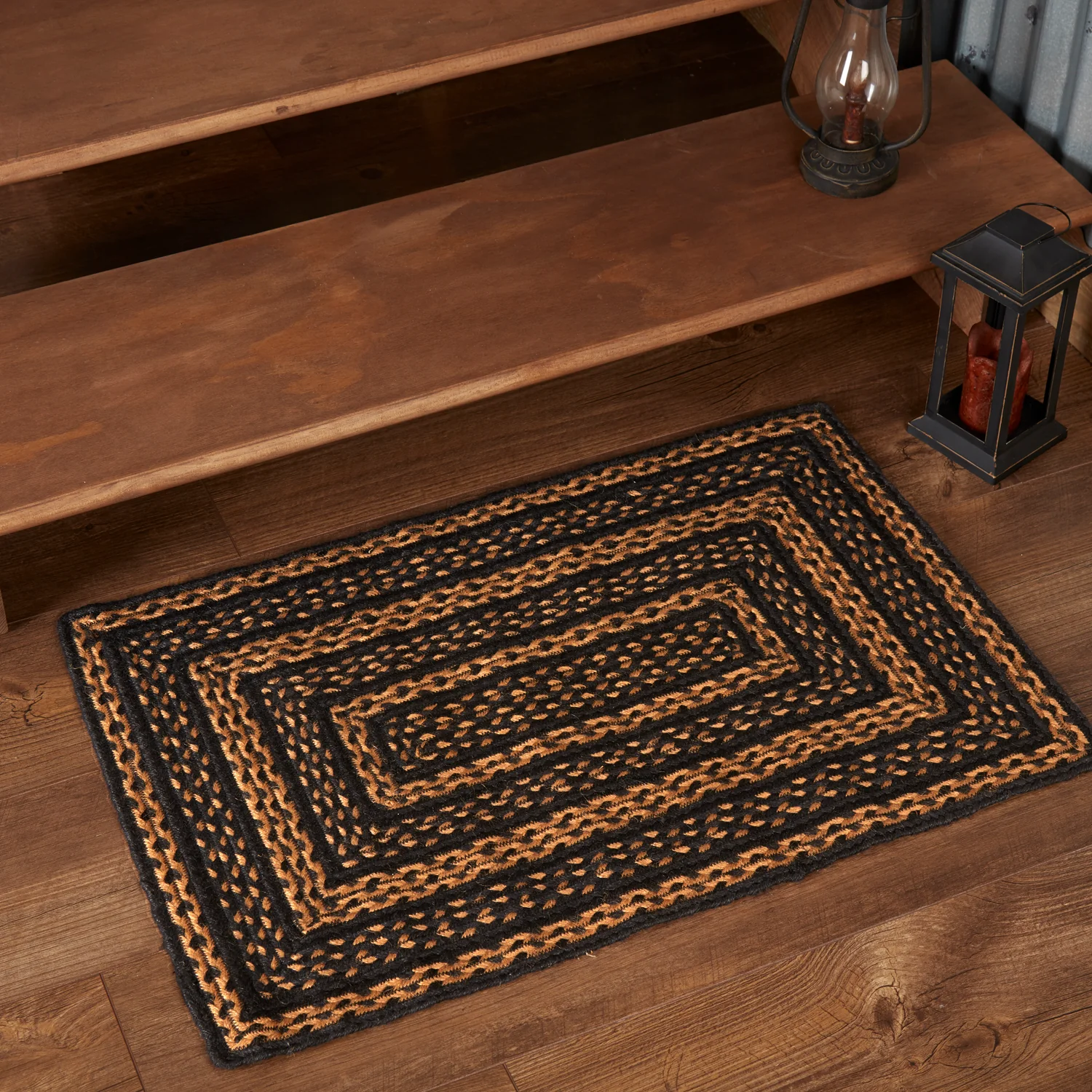 Black & Tan Jute Rug Rectangle with Pad - Image 2