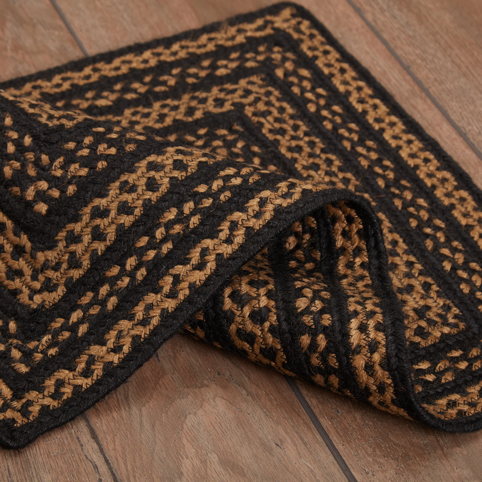 Black & Tan Jute Rug Rectangle with Pad - Image 3