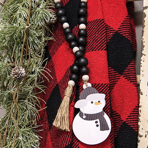 Black & White Bead Garland with Snowman - Image 2