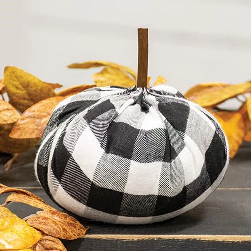 Black & White Buffalo Check 5.5" Stuffed Pumpkin