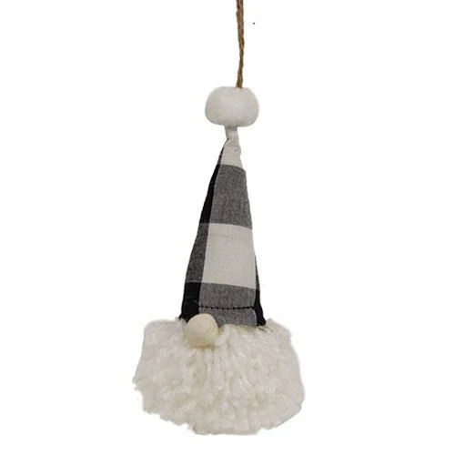 Black & White Buffalo Check Gnome Fabric Ornament - Image 2