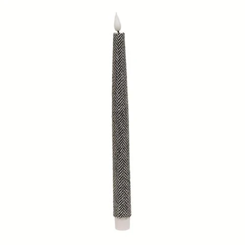 Black & White Chevron LED Taper 11.25"H