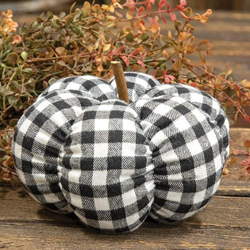 Black & White Gingham 6.5" Stuffed Pumpkin