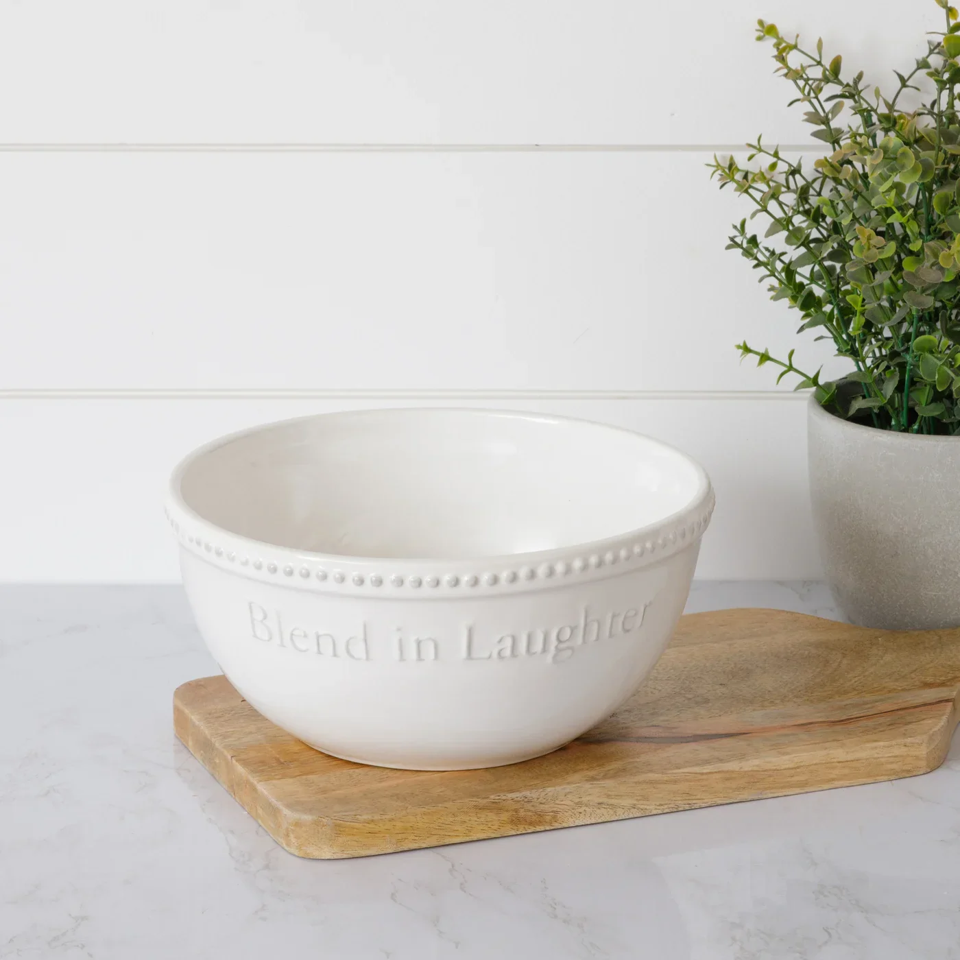 Blend In Laughter White 8.75" Serving Bowl