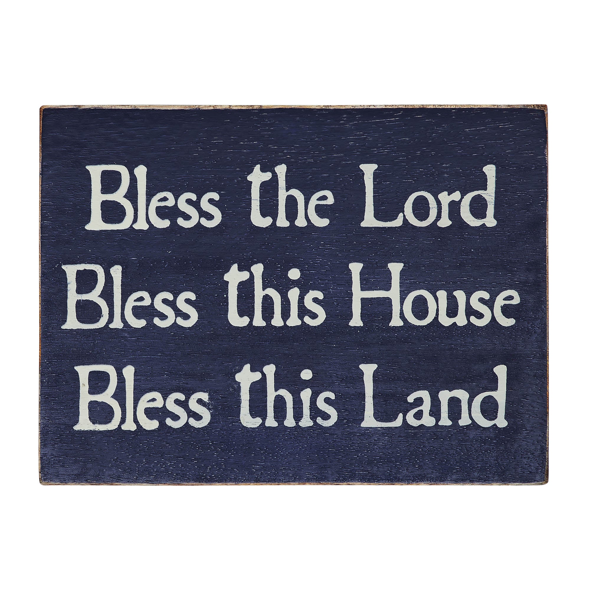 Bless The Lord House and Land 8" Blue Wooden Sign - Image 3