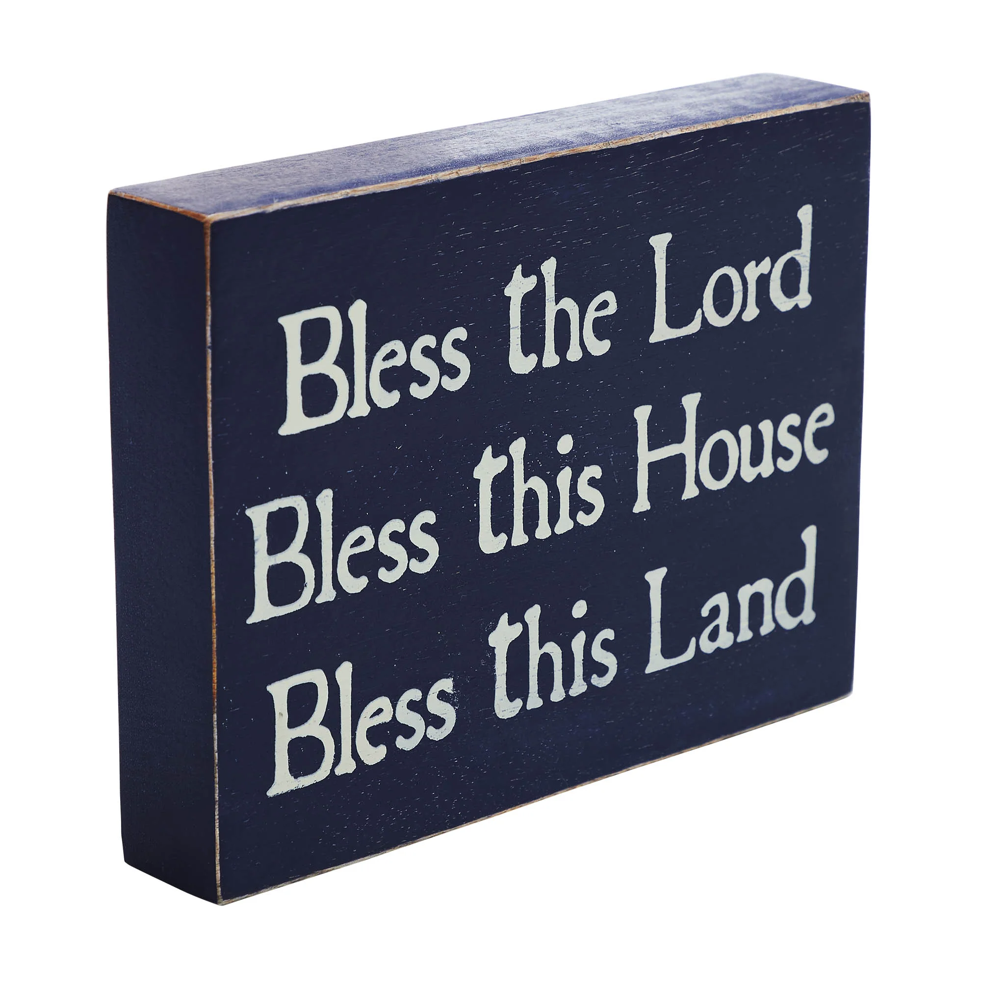Bless The Lord House and Land 8" Blue Wooden Sign - Image 4