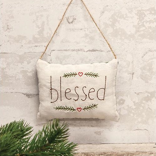 Blessed Embroidered Pine Pillow Ornament - Image 3
