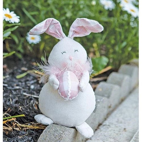 ๐ Blessed Fabric Bunny with Pink Plaid Egg