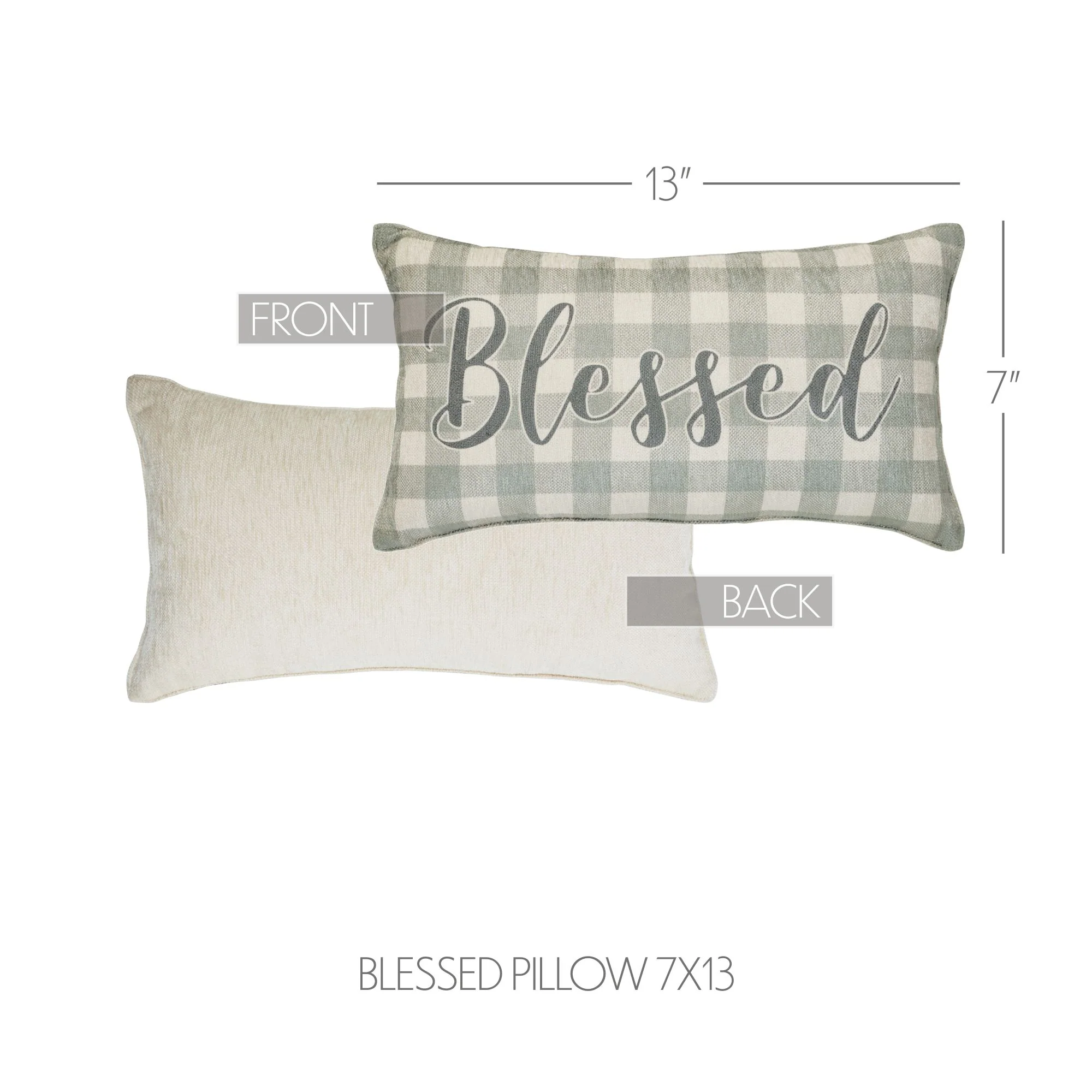 Blessed Grey Checked 7" x 13" Pillow - Image 4