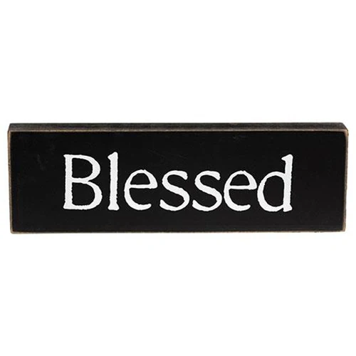 π Blessed Typewriter Font 9.5" Wooden Block Sign - Image 2