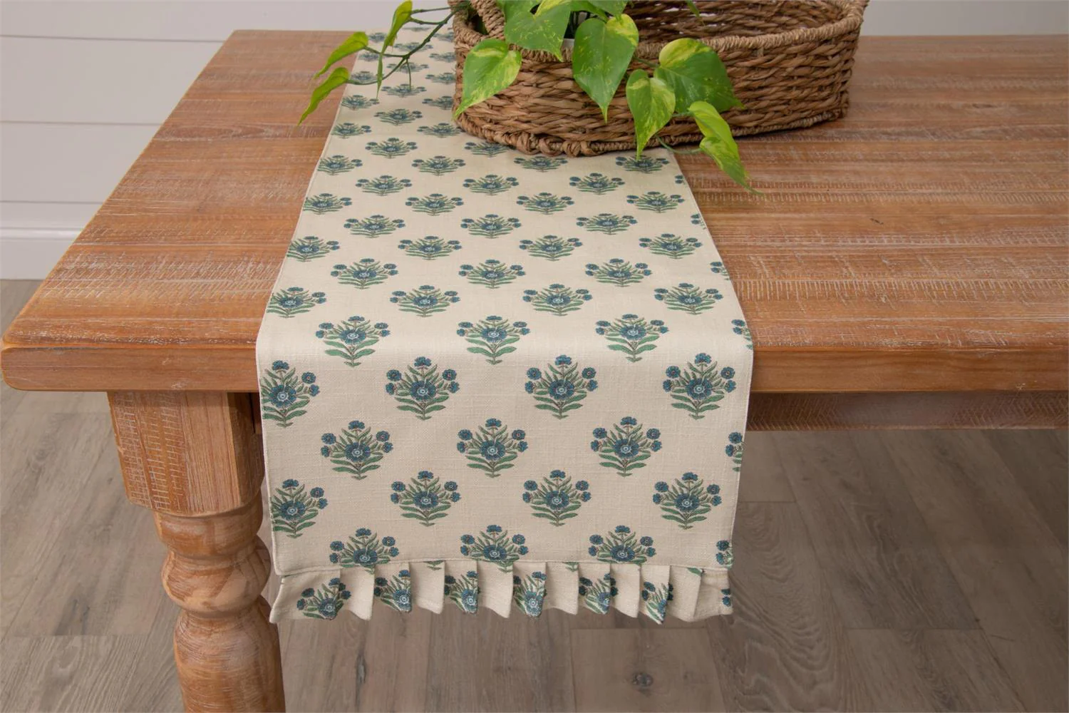 Blue Block Print Silhouette 55" Table Runner - Image 2