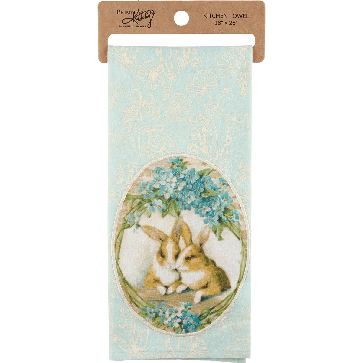 ๐ Blue Bunny Floral Kitchen Towel